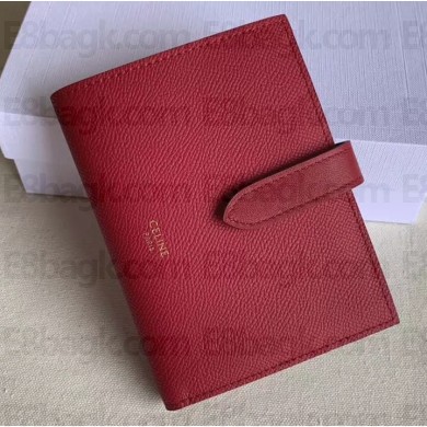 Celine Medium Strap Multifunction Wallet in Grained Calfskin Red