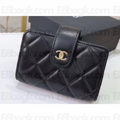 Chanel Small Card Holder 31522 Lambskin Black