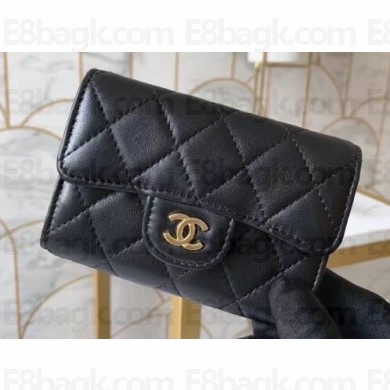 Chanel Classic Small Card Holder AP0214 Lambskin Black/Gold