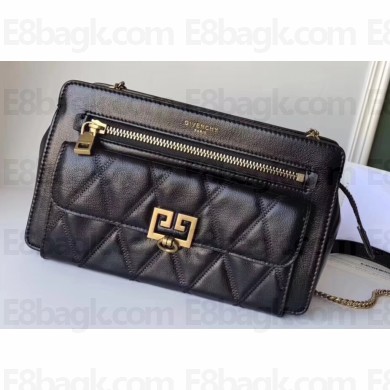 Givenchy Pocket Shoulder Bag in Diamond Quilted Leather Black