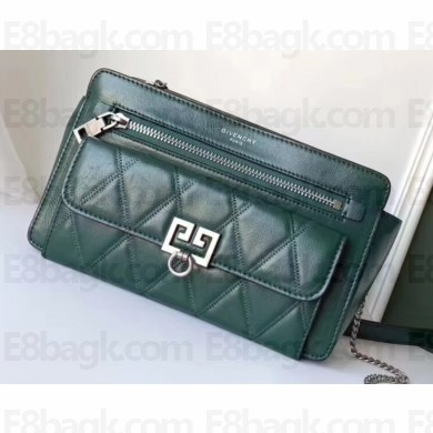 Givenchy Pocket Shoulder Bag in Diamond Quilted Leather Green