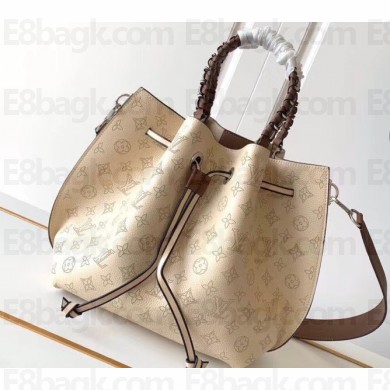 Louis Vuitton Mahina Leather Girolata Drawstring Bucket Bag with Braided Top handles M53915 Beige