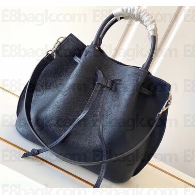 Louis Vuitton Mahina Leather Girolata Drawstring Bucket Bag Navy Blue