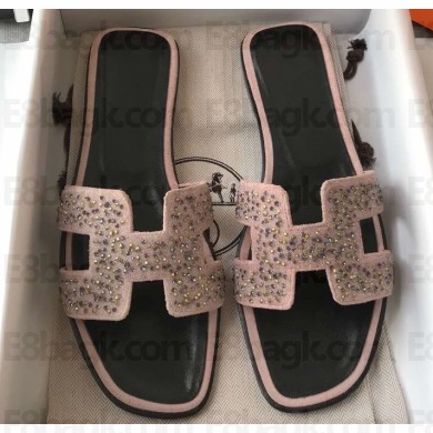 Hermes Oran Flat Slipper Sandals Crystal 03