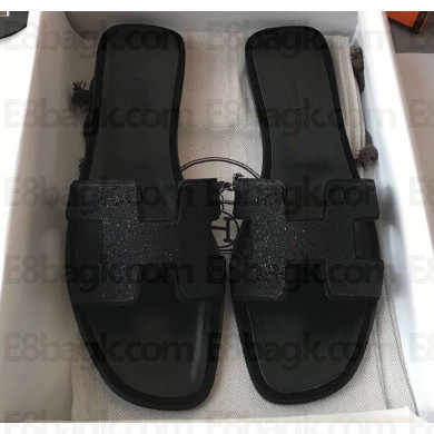 Hermes Oran Flat Slipper Sandals Crystal 04