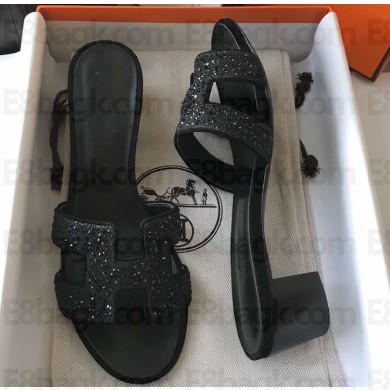 Hermes Heel 5cm Oasis Slipper Sandals Crystal 03