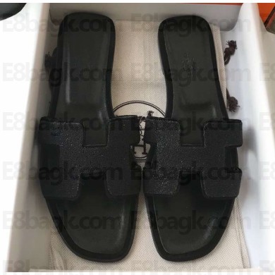 Hermes Oran Flat Slipper Sandals Crystal 08