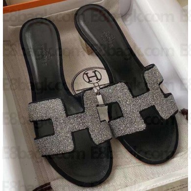 Hermes Heel 5cm Oasis Slipper Sandals Crystal 07