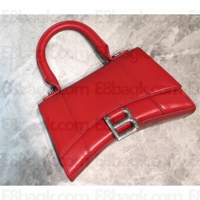 Balenciaga Hourglass XS Top Handle Bag Red/Silver