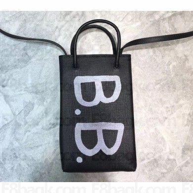 Balenciaga North-South Mini Shopping Phone Holder Bag B.B. Black