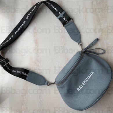 Balenciaga Logo Crossbody Bag with Canvas Strap Baby Blue