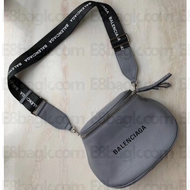 Balenciaga Logo Crossbody Bag with Canvas Strap Gray