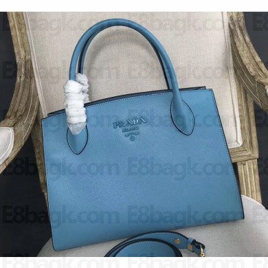 Prada Monochrome Top Handle Bag 1BA155 Sky Blue