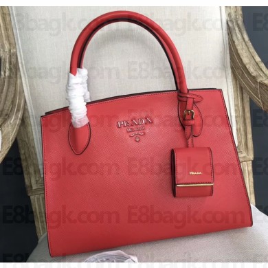 Prada Monochrome Top Handle Bag 1BA155 Red