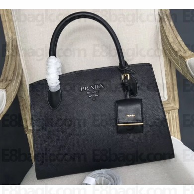 Prada Monochrome Top Handle Bag 1BA155 Black