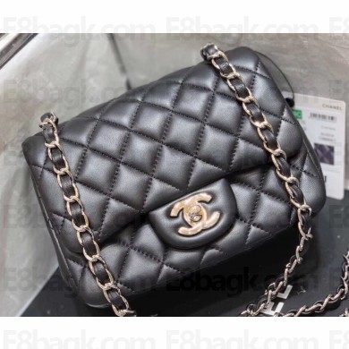 Chanel Original Quality Mini Classic Flap Bag 1115 in Sheepskin Black with Silver Hardware