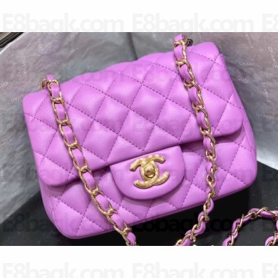 Chanel Original Quality Mini Classic Flap Bag 1115 in Sheepskin Mauve with Gold Hardware