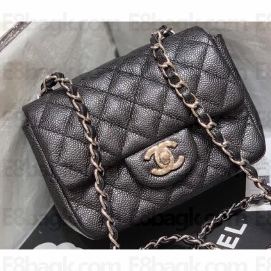 Chanel Original Quality Mini Classic Flap Bag 1115 in Caviar Leather Black with Silver Hardware