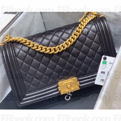 Chanel Original Quality New Medium Le Boy Bag In Caviar Leather Black With Gold Hardware