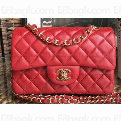 Chanel Lambskin Small Classic Flap Bag A1116 Red