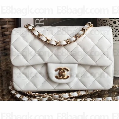 Chanel Lambskin Small Classic Flap Bag A1116 White