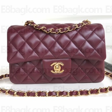 Chanel Lambskin Small Classic Flap Bag A1116 Burgundy
