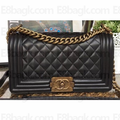 Chanel Lambskin Boy Flap Medium Bag Black/Gold