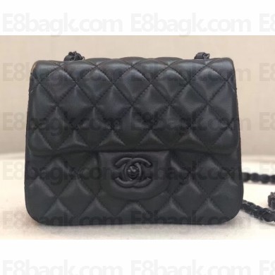 Chanel Lambskin Mini Classic Flap Bag A1115 So Black