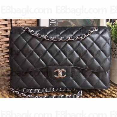 Chanel Caviar Leather Jumbo Classic Flap Bag A1113 Black