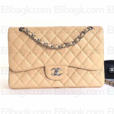 Chanel Caviar Leather Jumbo Classic Flap Bag A1113 Beige