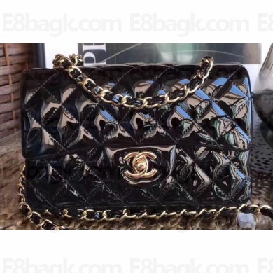 Chanel Patent Leather Small Classic Flap Bag A1116 Black
