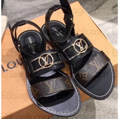 Louis Vuitton Academy Flat Sandals Black 2020