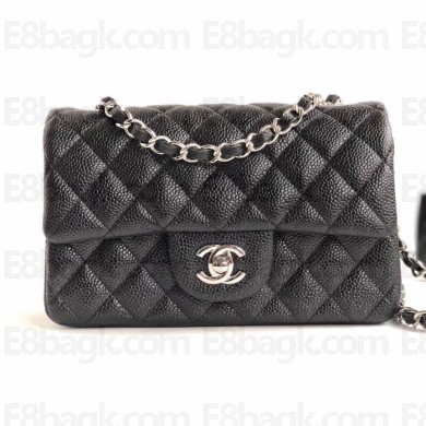 Chanel Caviar Leather Small Classic Flap Bag A1116 Black/Silver