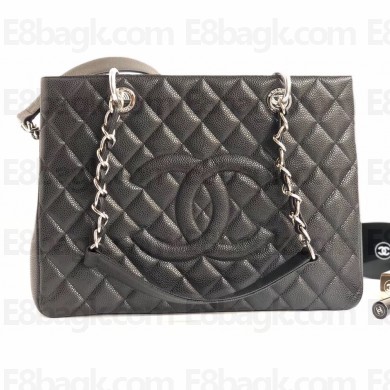 Chanel Caviar Leather GST Shopping Tote Bag A50995 Black/Silver