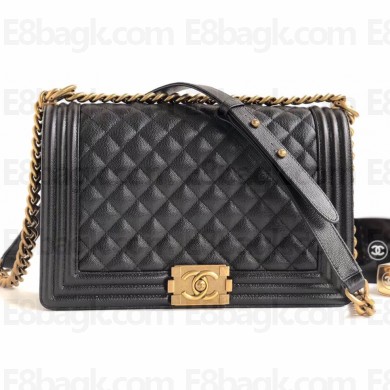 Chanel Caviar Leather Boy Flap New Medium Bag Black/Gold
