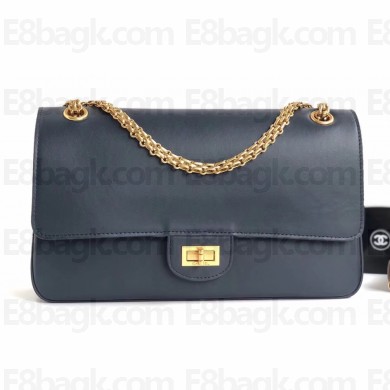 Chanel Calfskin Nude 2.55 Reissue Size 226 Bag Navy Blue