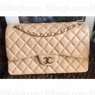 Chanel Lambskin Jumbo Classic Flap Bag A1113 Beige