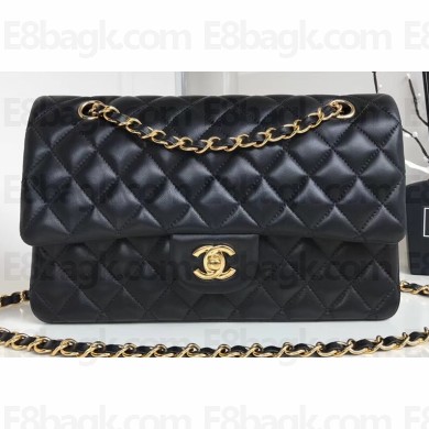 Chanel Lambskin Medium Classic Flap Bag A1112 Black