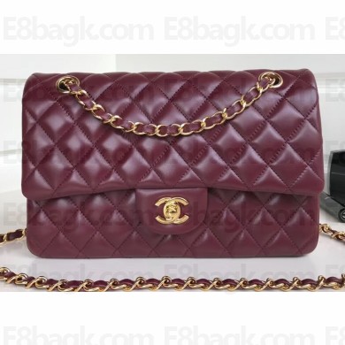 Chanel Lambskin Medium Classic Flap Bag A1112 Burgundy