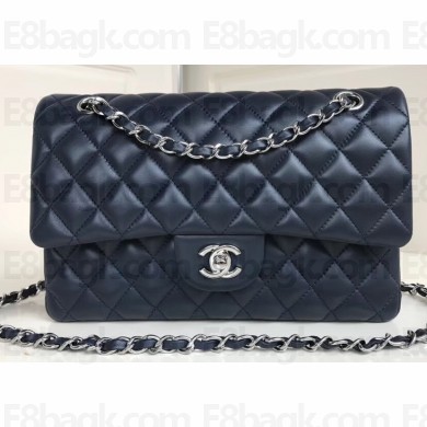 Chanel Lambskin Medium Classic Flap Bag A1112 Navy Blue