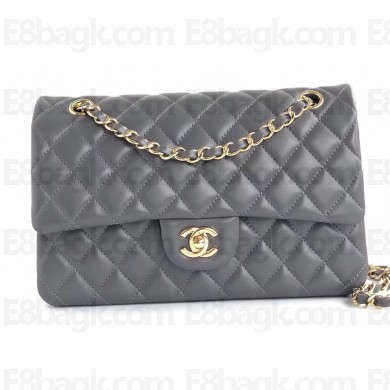 Chanel Lambskin Medium Classic Flap Bag A1112 Gray