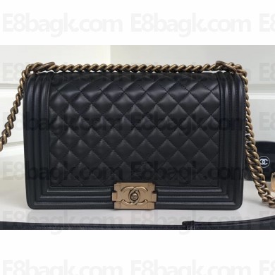 Chanel Lambskin Boy Flap New Medium Bag Black/Gold