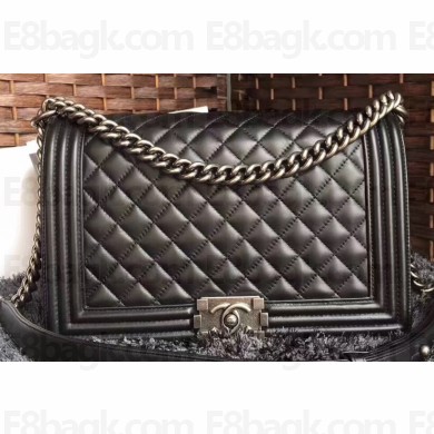 Chanel Lambskin Boy Flap New Medium Bag Black/Silver