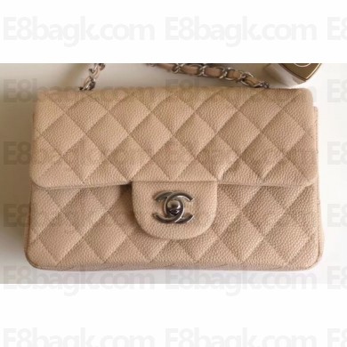 Chanel Caviar Leather Small Classic Flap Bag A1116 Beige/Silver