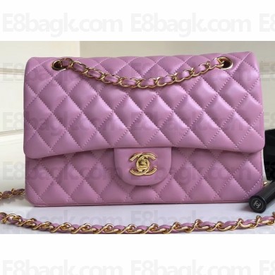 Chanel Lambskin Medium Classic Flap Bag A1112 Lavender