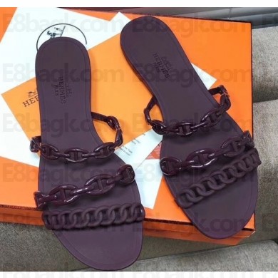 Hermes Chaine D'ancre Rivage Rubber Slipper Sandals Purple