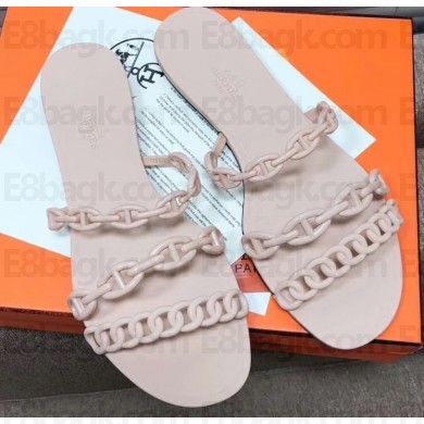 Hermes Chaine D'ancre Rivage Rubber Slipper Sandals Nude