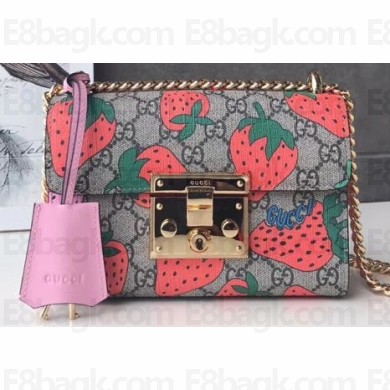 Gucci Padlock Small Shoulder Bag 409487 GG Strawberry