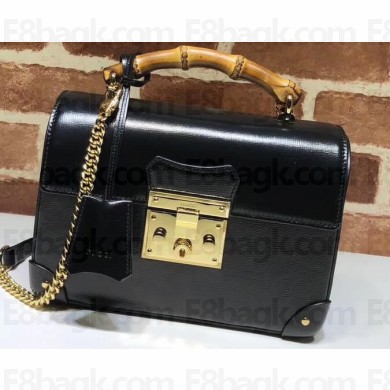 Gucci Padlock Small Bamboo Shoulder Bag 603221 Leather Black 2020