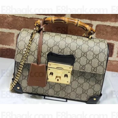Gucci Padlock Small Bamboo Shoulder Bag 603221 GG Canvas 2020